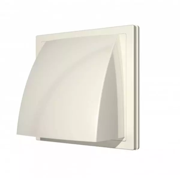 Выход стенной вытяж. с обрат. клап. с фланцем АБС 150*150 D100 / 1515К10ФВ ivory ASA