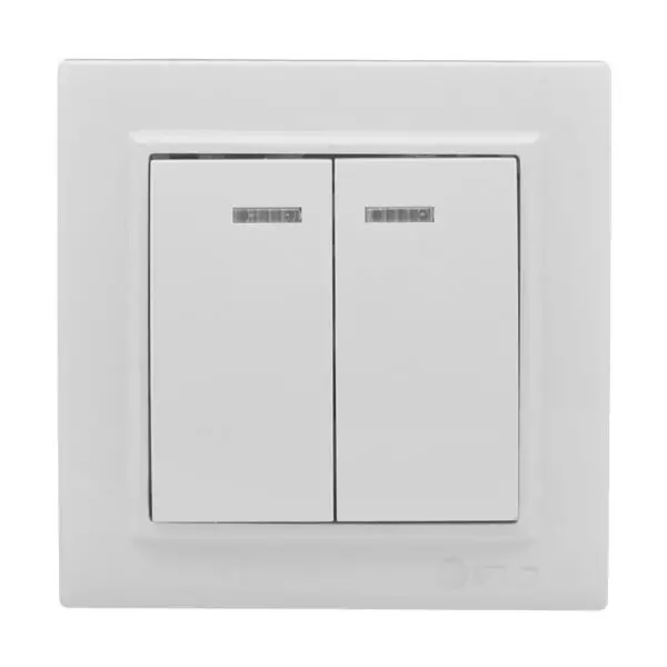 Выключатель 2-клавишный с индикатором 10А ВЕНЕРА «SMARTBUY» SBE-01w-10-SW2-1-c
