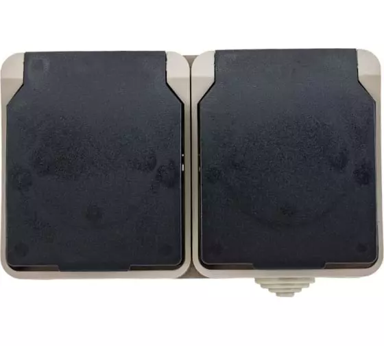 Розетка 2 гнезда с/з 16А с крышкой IP54 САТУРН «SMARTBUY» SBE-04w-16-S2-Z