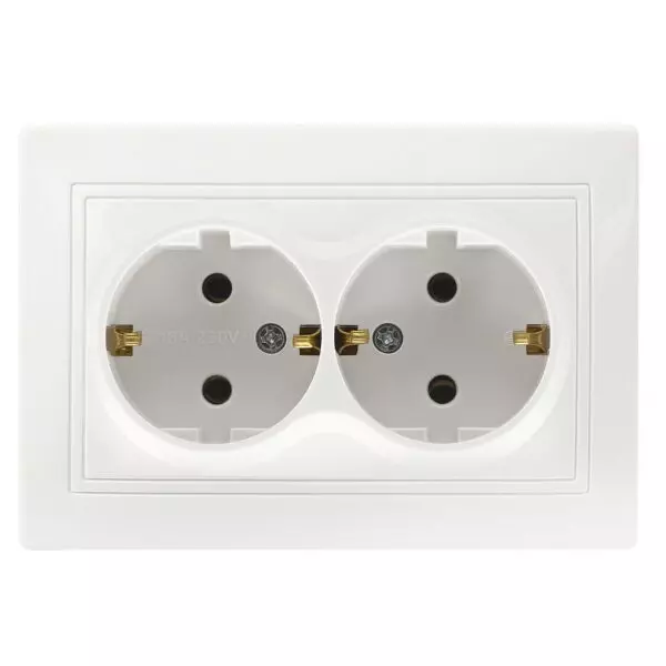 Розетка 2-местная с/з ВЕНЕРА «SMARTBUY» SBE-01w-16-S2-Z-c