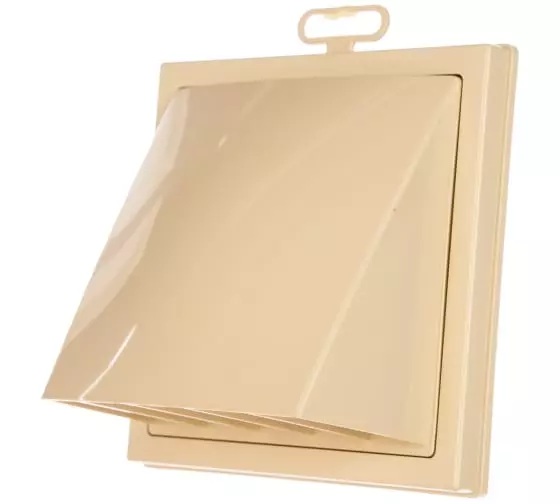 Выход стенной вытяжной с обратным клапаном с фланцем АБС 150*150 D125 ivory / 1515К12,5ФВ ivory ASA