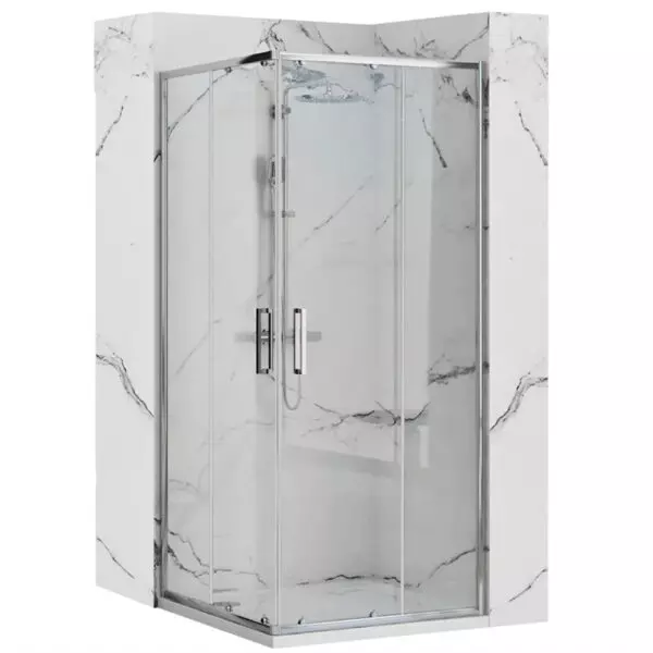 Душевое ограждение Loranto NEO 100x100x190 прозрачное закаленное стекло 5 мм, профиль серебро, без поддона (CS-21809-100)