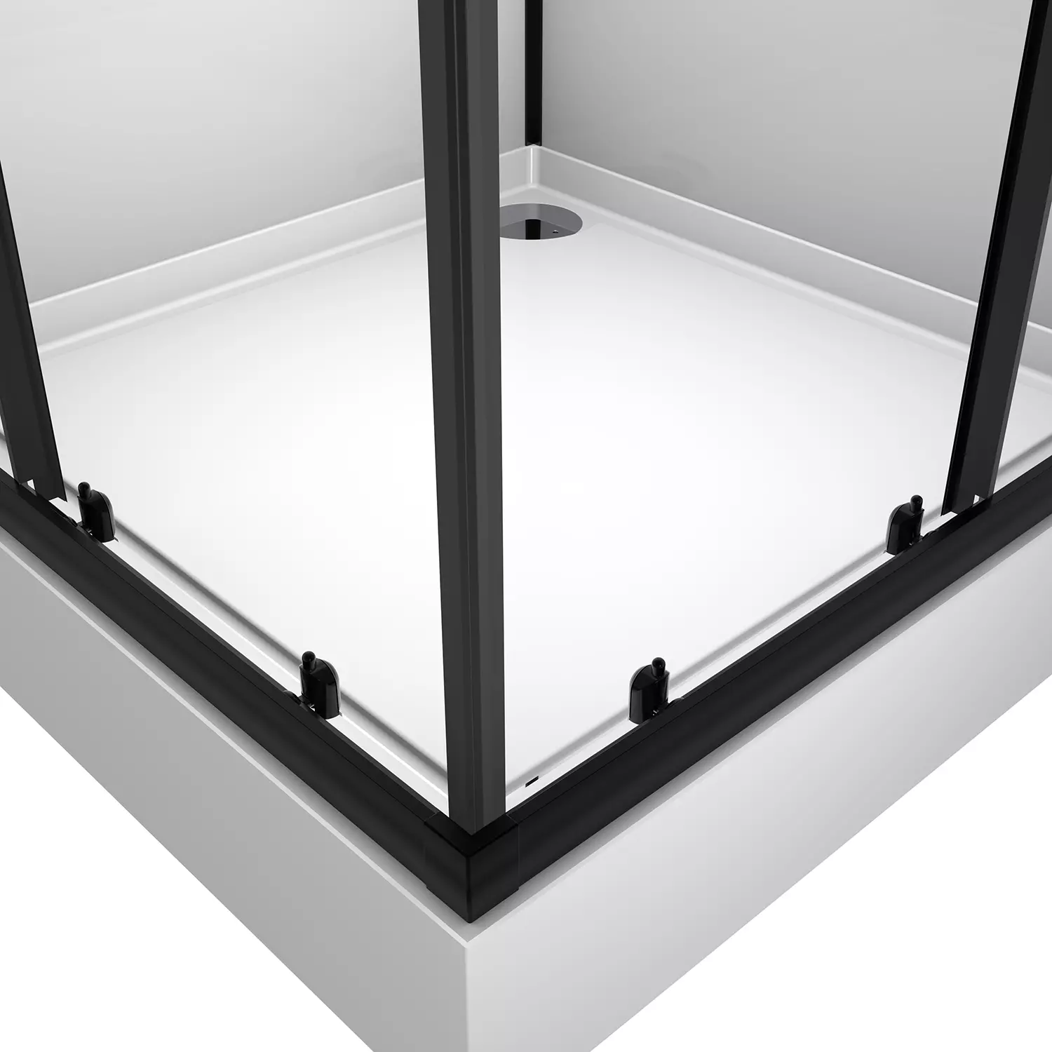 Душевая кабина Loranto NEO 90x90x(190+15) c низким поддоном 15см, прозрачное закаленное стекло 5 мм,задние стеклянные стенки белые, профиль черный-матовый (CS-21801) — изображение 3