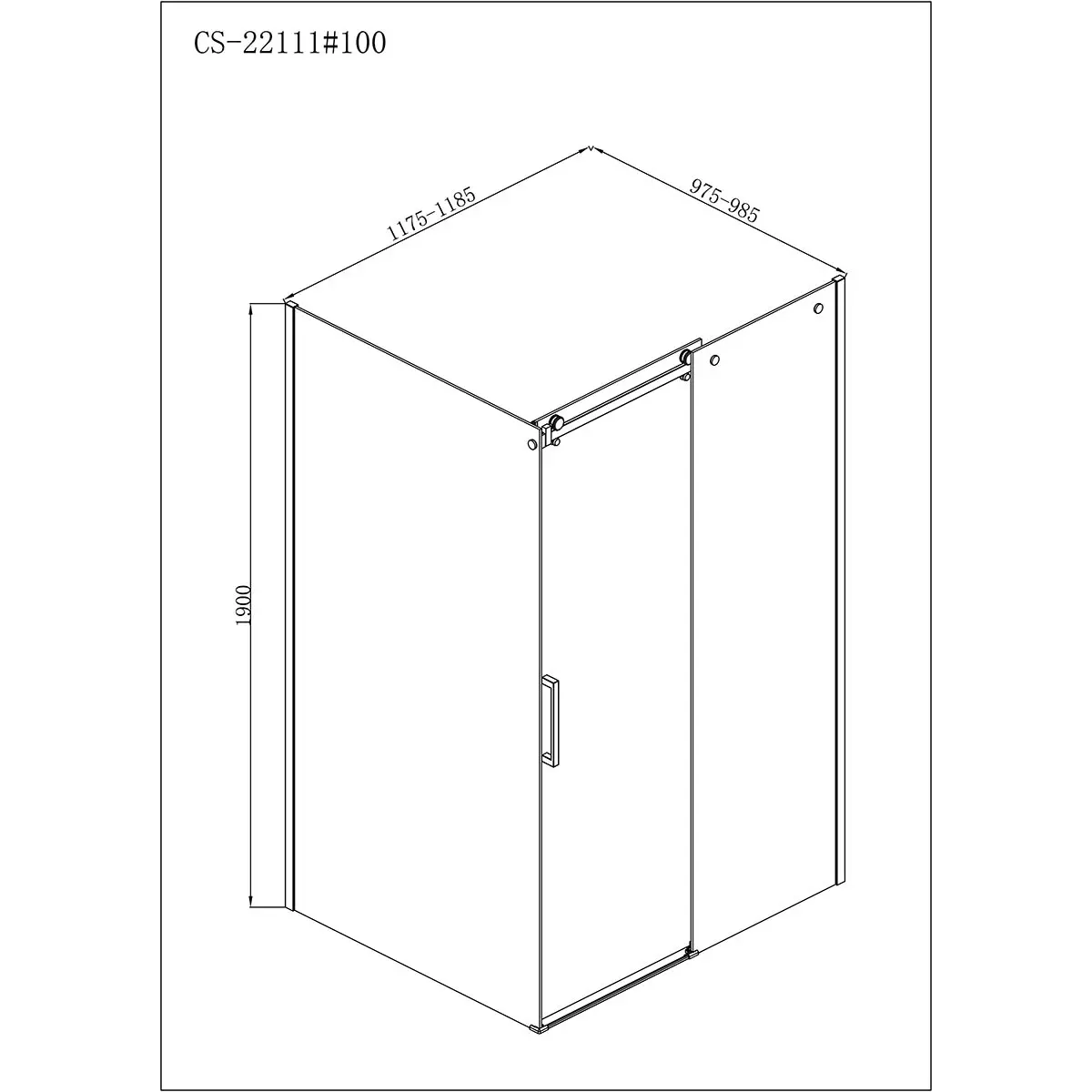 Душевое ограждение Loranto NEO 100x120x190 прозрачное закаленное стекло 8 мм, Easy clean, профиль серебро, без поддона (CS-22111-120*100) — изображение 2