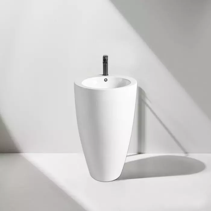Раковина напольная Azario COMELLA 490х490х840 отдельностоящая круглая, белый (AZ-311) — изображение 3