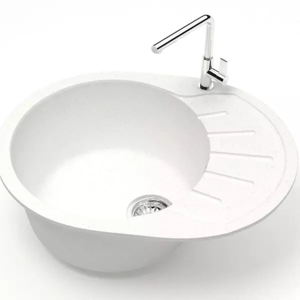 Кухонная мойка AZARIO Light 575х440х215) искусственный мрамор, цвет Белый (CS00079917)