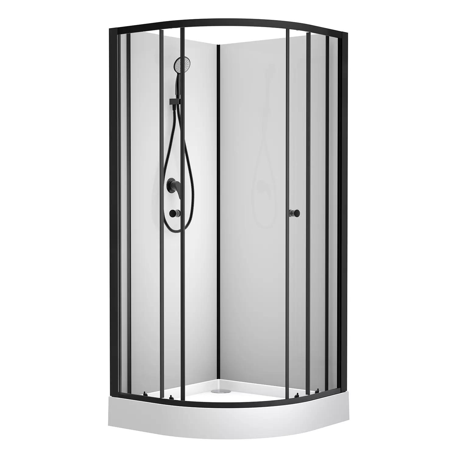Душевая кабина Loranto NEO 90x90x(190+15) с низким поддоном 15см, прозрачное закаленное стекло 5 мм, профиль черный-матовый (CS-21800)