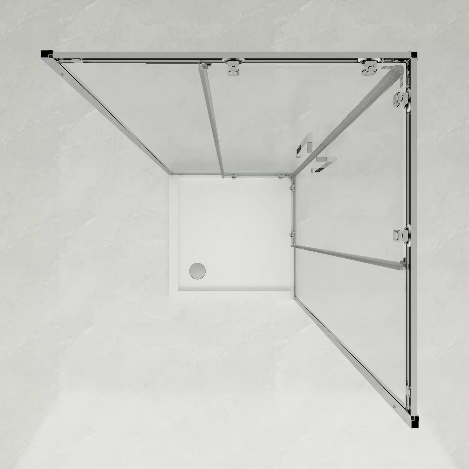 Душевое ограждение Loranto 100x100x190 раздвижная дверь, прозрачное стекло 6 мм, профиль сатин (CS-AB01S-100) — изображение 3