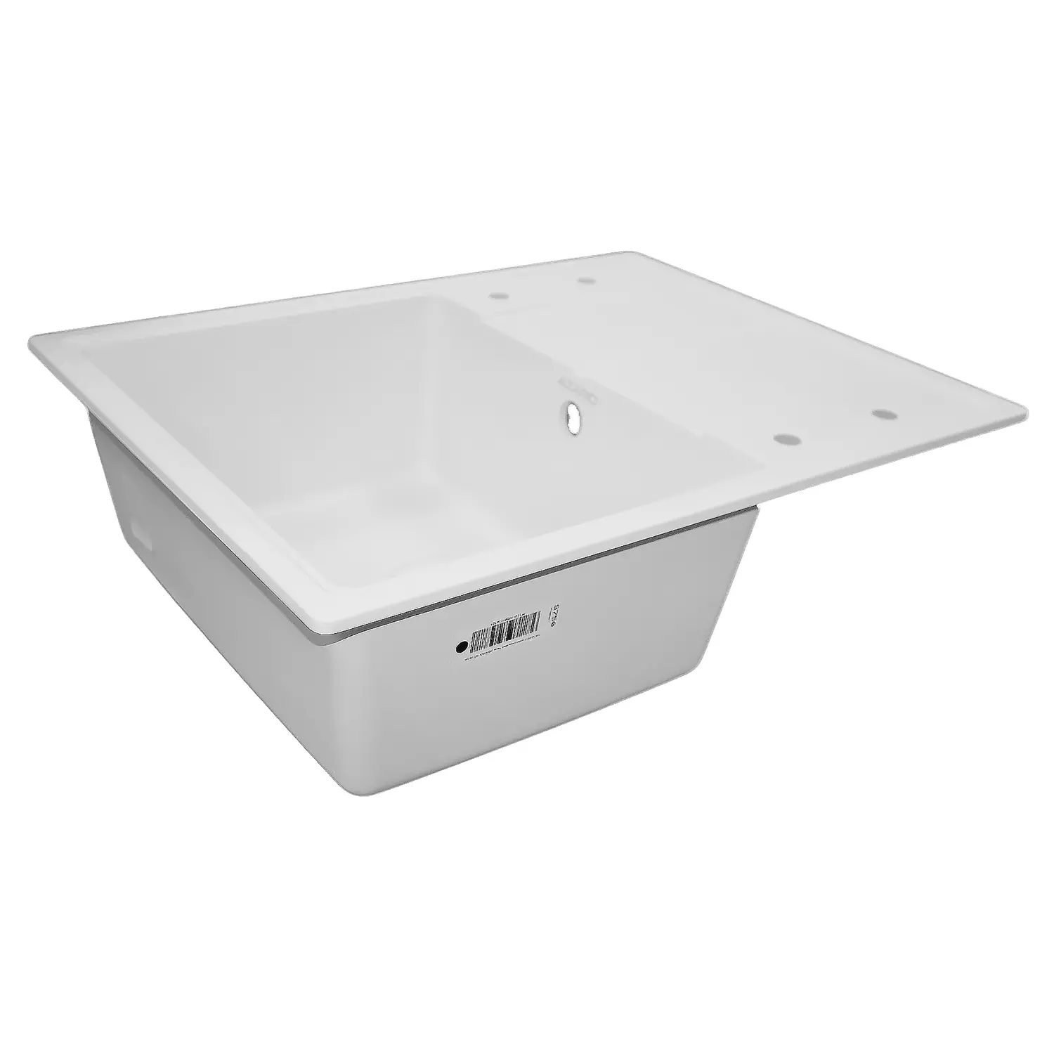 Кухонная мойка AZARIO Tavas 620х480х197 кварцевая, прямоугольная, сифон в комплекте, цвет Белый (CS00097670)