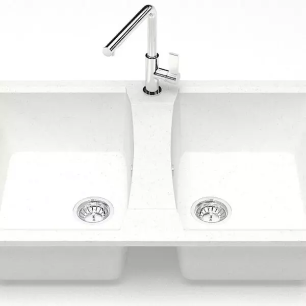 Кухонная мойка AZARIO Elmas 780х500х190 двойная, искусственный мрамор, цвет белый (CS00078329)