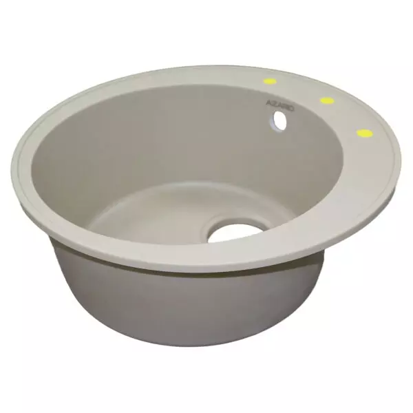 Кухонная мойка AZARIO Sivas 480х480х197 кварцевая, круглая, сифон в комплекте, цвет Песочный (CS00097655)
