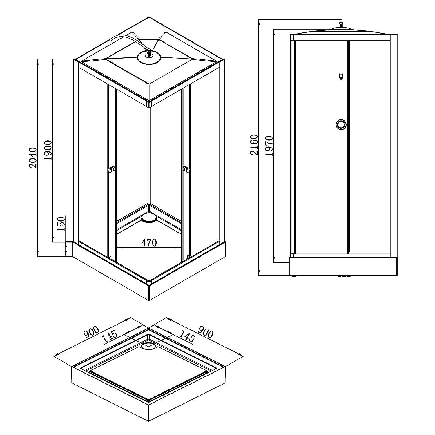 Душевая кабина Loranto NEO 90x90x(190+15) с низким поддоном 15см (CS-22110) — изображение 8