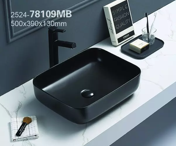 Раковина Azario накладная 500х390х130 цвет черный матовый (AZ-78109MB) — изображение 2