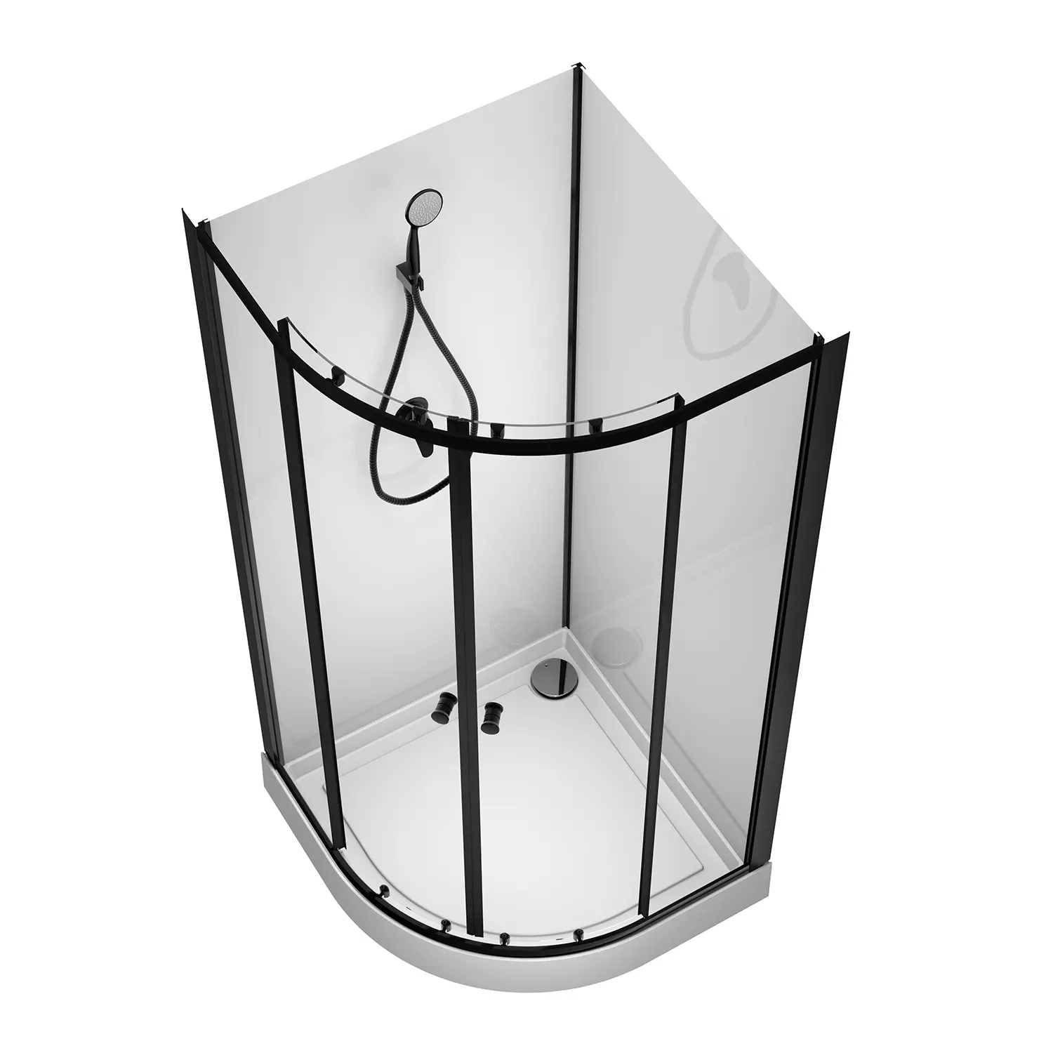 Душевая кабина Loranto NEO 90x90x(190+15) с низким поддоном 15см, прозрачное закаленное стекло 5 мм, профиль черный-матовый (CS-21800) — изображение 2