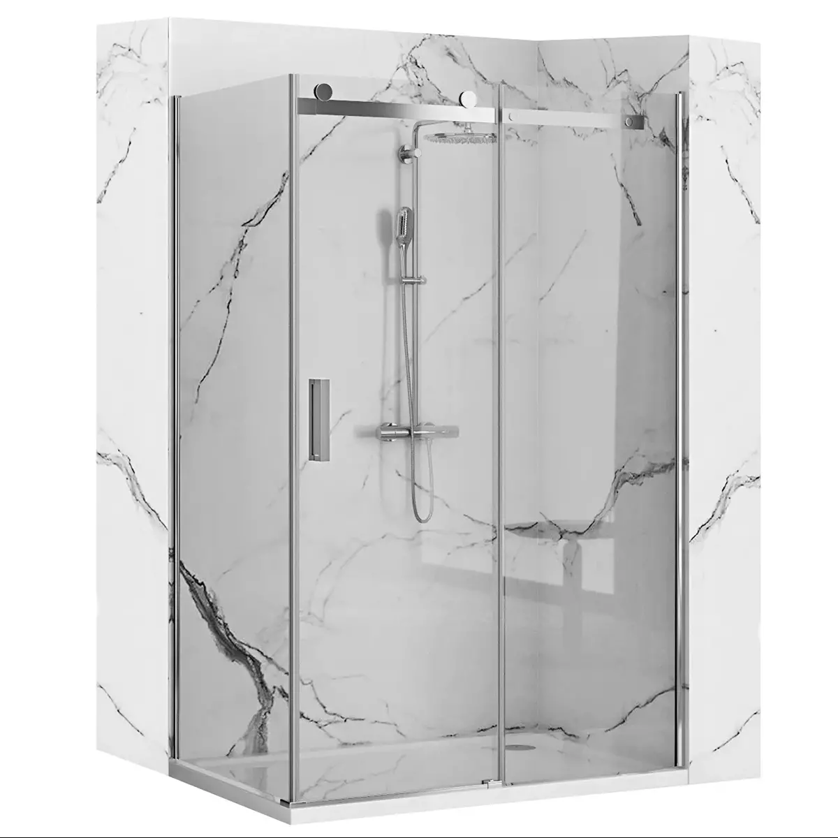 Душевое ограждение Loranto NEO 100x120x190 прозрачное закаленное стекло 8 мм, Easy clean, профиль серебро, без поддона (CS-22111-120*100)