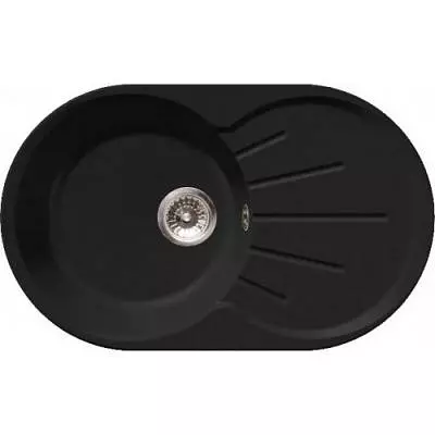 Мойка каменная 750*460мм «GranFest Rondo»+сифон GF-R-750L ЧЕРНЫЙ