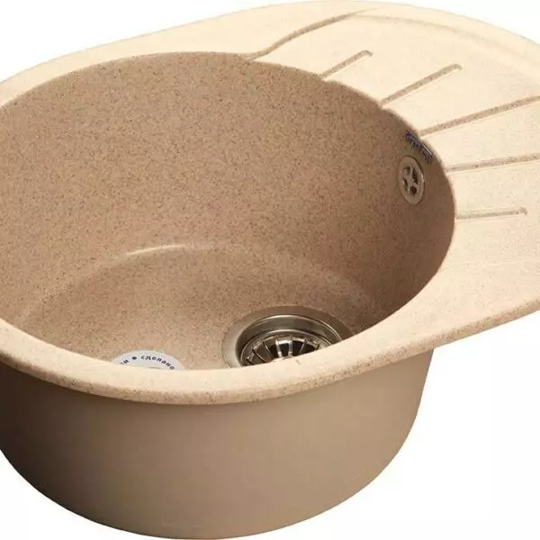Мойка каменная 580*450мм «GranFest Rondo»+сифон GF-R-580L КАШЕМИР