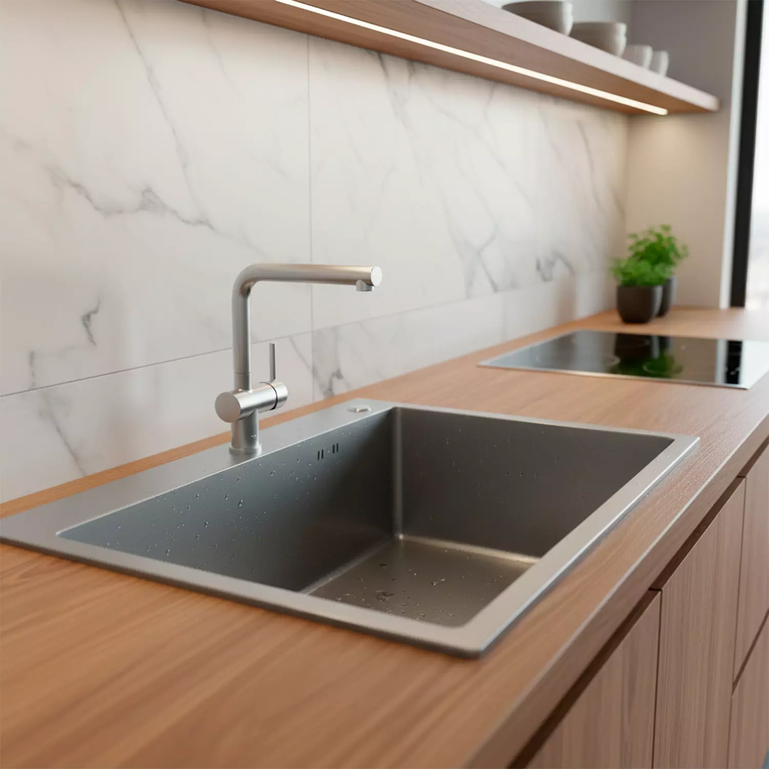 Кухонная мойка AZARIO NICOLE 600х500х220 нержавеющая сталь, в комплекте сифон, диспенсер, коландер, серая соты (AZG6050H) — изображение 7