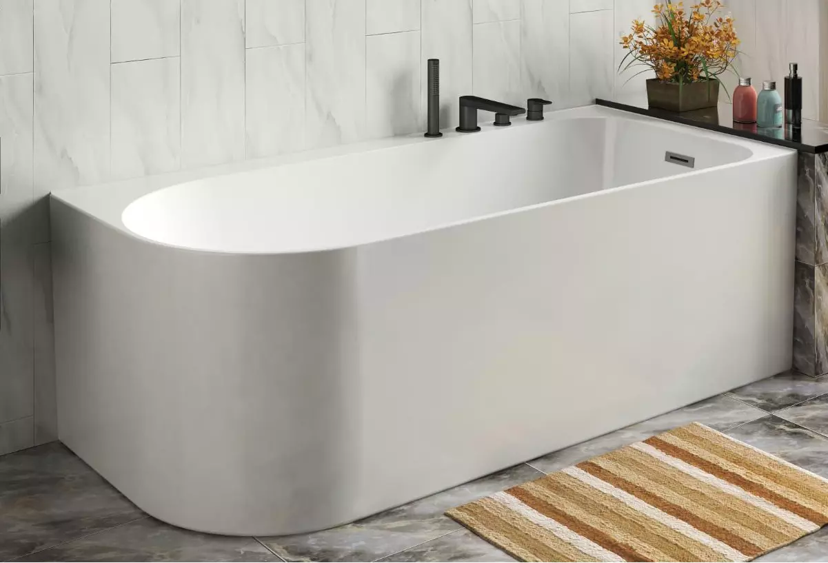 Ванна акриловая Azario LUTON 1700x800x580, пристенная, в комплекте с сифоном и металлической рамой, правая, белая (LUT17080 R) — изображение 3