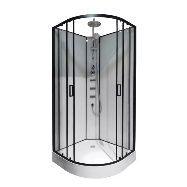 Душевая кабина Loranto NEO 90x90x(190+15) с низким поддоном 15см, профиль черный-матовый (CS-21811)
