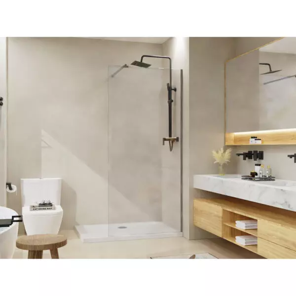 Душевая перегородка Azario Walk-in 900х1950 прозрачное стекло 8 мм, профиль графит матовый (AZ-251-90-MGR-CL)