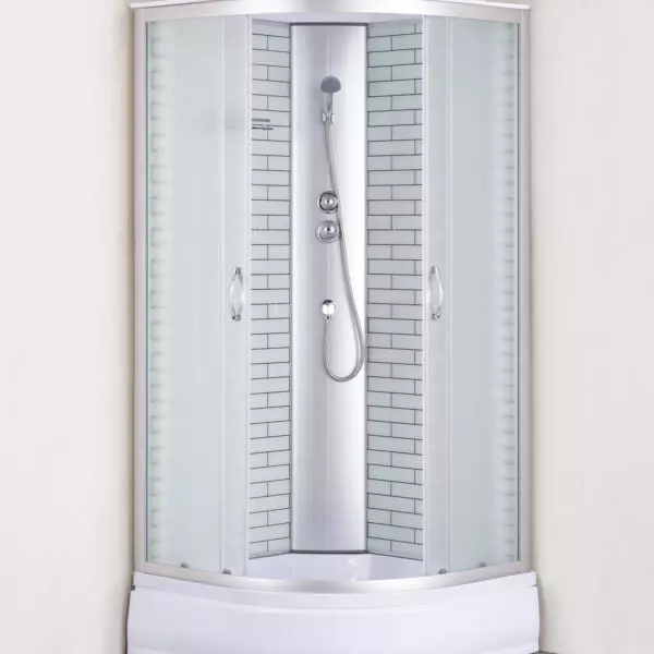 Душевая кабина Loranto 100х100х215 поддон 25 см, белый кирпичный узор, стекло 4 мм, профиль хром (CS-6610-25FW 100)