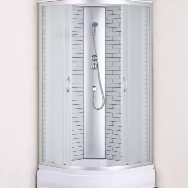 Душевая кабина Loranto 100х100х215 поддон 25 см, белый кирпичный узор, стекло 4 мм, профиль хром (CS-6610-25FW 100)