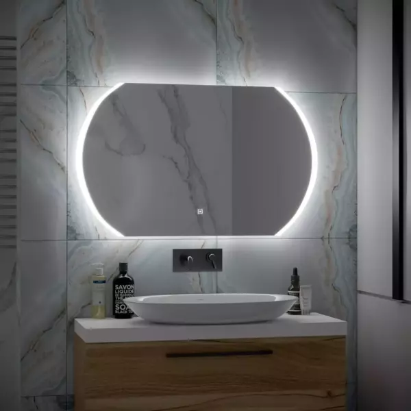 Зеркало «POLARIS» 100*60 LED сенсорное, антизапот., часы «CONTINENT»