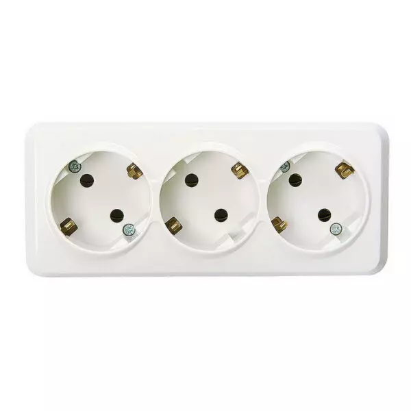 Розетка 3 гнезда с заземлением 16А /Юпитер SBE-03w-16-S3-Z/ SMARTBUY