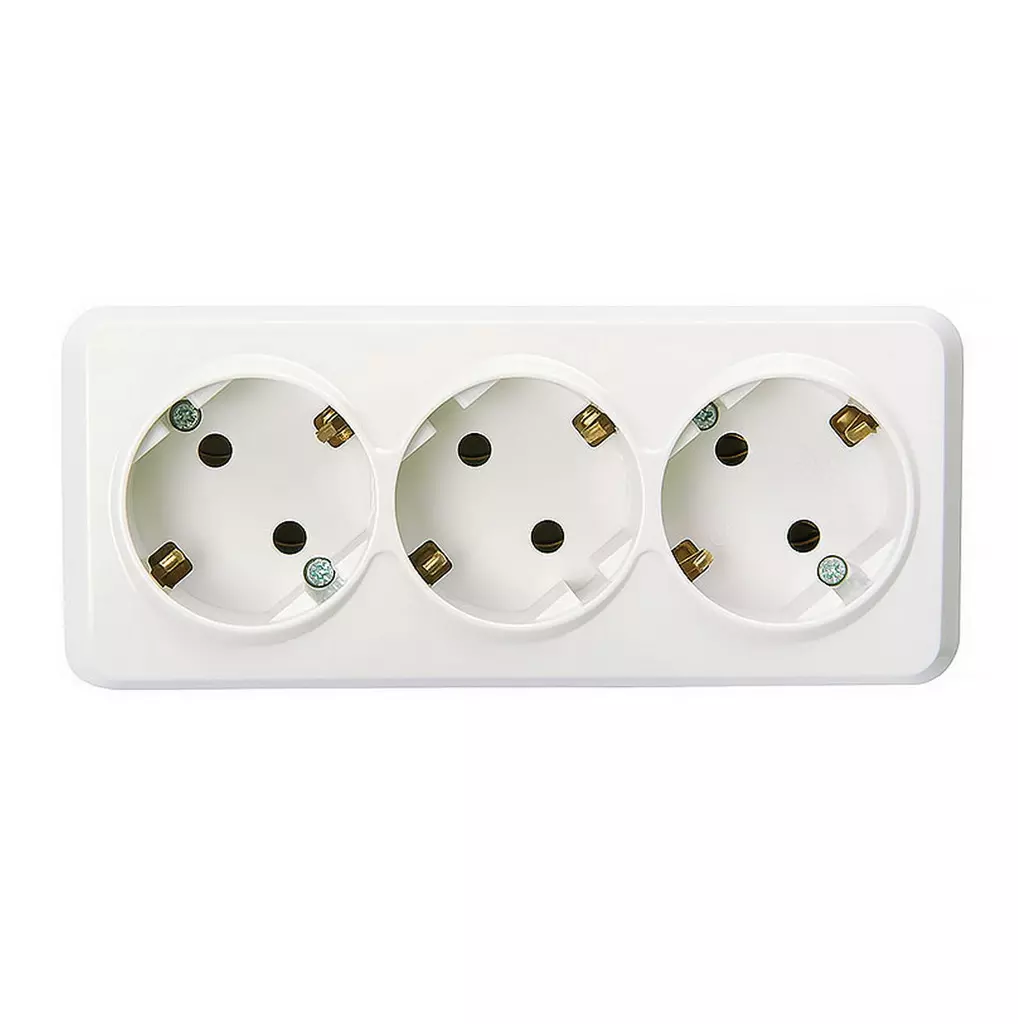 Розетка 3 гнезда с заземлением 16А /Юпитер SBE-03w-16-S3-Z/ SMARTBUY